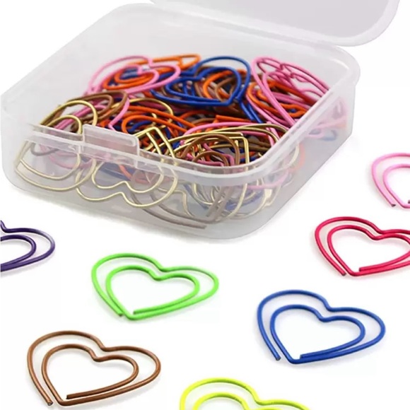 Other - Colorful Heart-Shaped Paper Clips Set of 50 Love Valentines Crafts